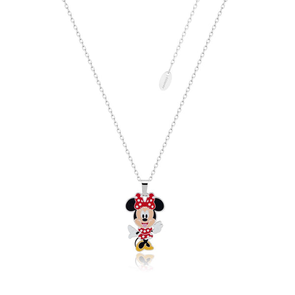 Children's Minnie Mouse Enamel Necklace 14K Yellow Gold 13