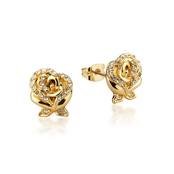 Disney-Beauty-Beast-Enchanted-Rose-Crystal-Licensed-Stud-Earrings-yellow-gold-Jewellery-couture-kingdom