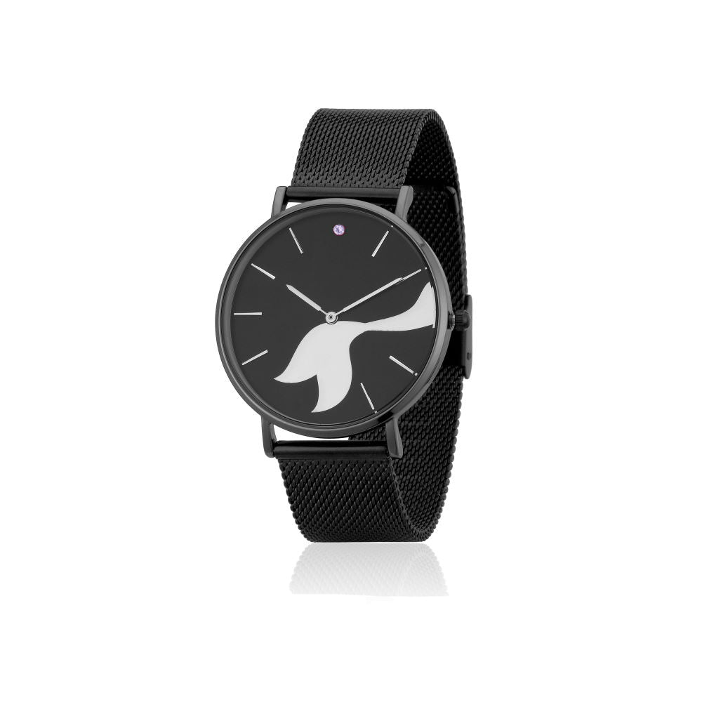 Disney_Princess_Ariel_Little_Mermaid_Tail_Watch_Black_Mesh_Stainless_Steel_Front_View_DW004